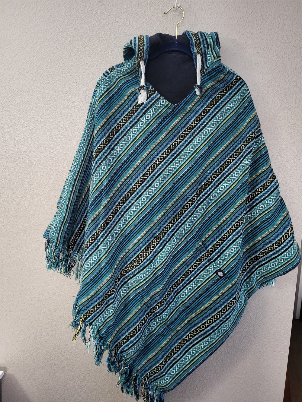 Loud Elephant Unisex Reversible Cotton Long Nepal Boho Gringo Poncho Hippie Boho